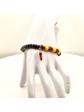 Red Yellow Beaded Bracelet, Chili Pepper Bracelet for Women, Lucky Protection Br